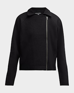 Bottega Veneta Intrecciato Collar Wide-Sleeve Cotton Jacket | Neiman Marcus