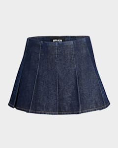 Alice Olivia Lanna Pleated Denim Mini Skirt Neiman Marcus
