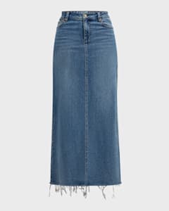 Ganni Leopard Print Denim Maxi Skirt Neiman Marcus