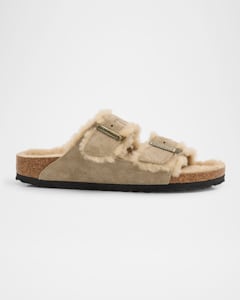BIRKENSTOCK Arizona Suede Dual Buckle Slide Sandals Neiman Marcus