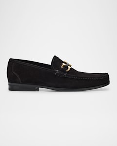 Ferragamo Men's Desio Gancio Suede Penny Loafers | Neiman Marcus Ferragamo Men's Desio Gancio Suede Penny Loafers | Neiman Marcus