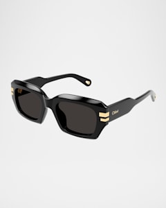 Balenciaga Palazzo Plastic Rectangle Sunglasses | Neiman Marcus