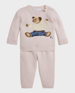 Ralph Lauren Childrenswear Boy s Two Piece Polo Bear Intarsia Cashmere Set Size 3M 12M Neiman Marcus