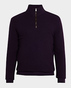Ralph Lauren Purple Label Men's Silk-Cotton Full-Zip Sweater | Neiman Marcus