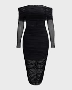HELSI Parker Long Sleeve Embroidered Leaf Midi Dress Neiman Marcus