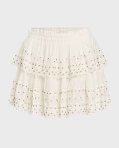 Living Sweet Ruffle Floral Lace Mini Skirt (Navy)