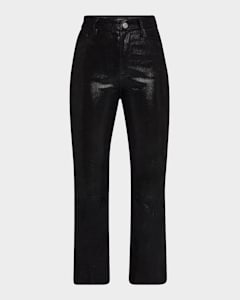 Toteme Five-Pocket Leather Tapered-Leg Trousers | Neiman Marcus Toteme Five-Pocket Leather Tapered-Leg Trousers | Neiman Marcus