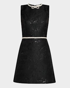 Alice + Olivia Trevor Mixed Media Mini Dress | Neiman Marcus