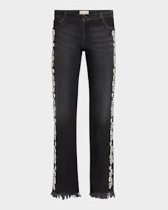 Alice & Olivia Olympua MR Baggy Pull On Cargo Pant W Side Stripe Off White