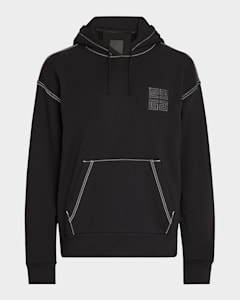 Givenchy Men's Destroyed Double-Layer Logo Hoodie | Neiman