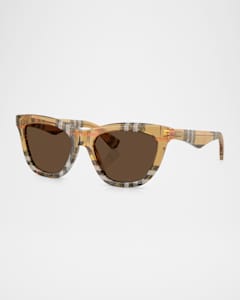 Burberry Check Acetate Cat Eye Sunglasses Neiman Marcus