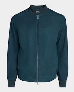 ZEGNA Men's Suede Full-Zip Blouson | Neiman Marcus