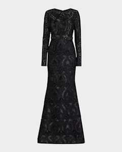 HELSI Quinn Open Back Sequin Column Gown Neiman Marcus