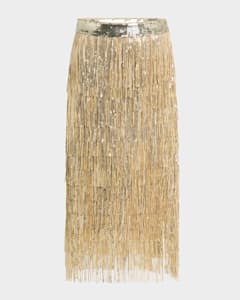 Elara Fringe – Midi Skirt