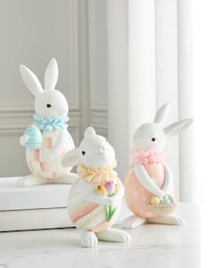 MACKENZIE-CHILDS Spring Fling Hare on a Hike, Spring Bunny Decor Figure, Cute Easter