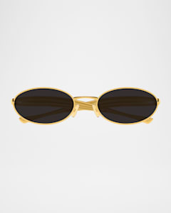Bottega Veneta Beveled Acetate Oval Sunglasses | Neiman Marcus