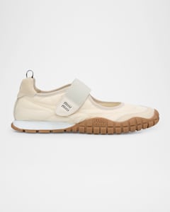Miu Miu Low-Top Nylon & Leather Sneakers | Neiman Marcus Miu Miu Low-Top Nylon & Leather Sneakers | Neiman Marcus