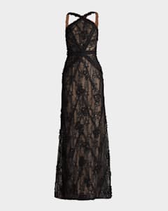 大特価!! Crepe Ruffle Two-Tone Pleated Shoji Tadashi Gown Marcus Neiman | ひざ丈ワンピース