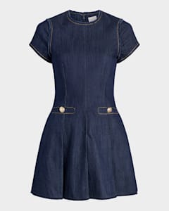 Cinq a Sept Zelda Belted Asymmetric Sleeveless Denim Midi