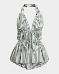Dries Van Noten Cussia Abstract-Print Wrap Scarf Halter Top Dries Van Noten Cussia Abstract-Print Wrap Scarf Halter Top
