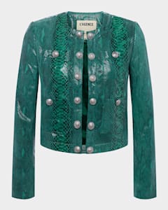 Theory Cropped Boxy Nappa Leather Jacket | Neiman Marcus