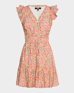 Camila Short-Oversized Sleeve Tiered Mini Dress | Neiman Marcus