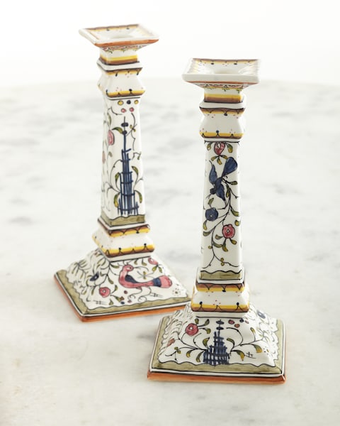 Sterling Check Enamel Candlestick Holder, Medium