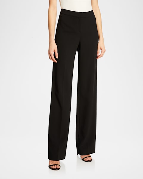 St. John Liquid Satin Side Zip Cropped Pants | Neiman Marcus