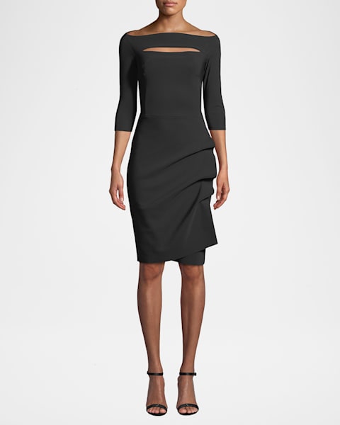 Chiara Boni La Petite Robe Halter Ruffle Midi Dress - Black