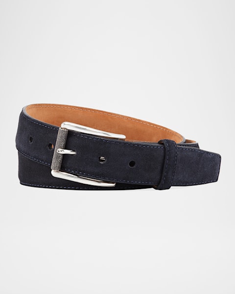 Loro Piana Men's Alsavel Suede Belt | Neiman Marcus