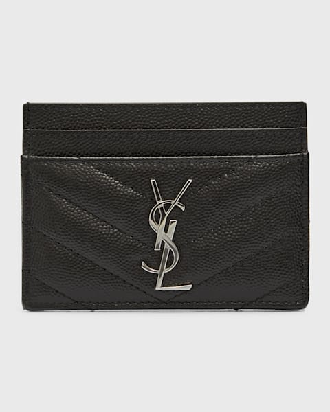 ★Saint Laurent★ Mini Monogram Card Holder Black Silver 607 SAINT LAURENT Mini Monogram Card Holder Black:Silver | eBay