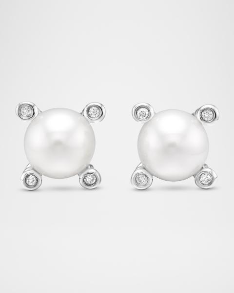 Tory Burch Kira Pave Pearl-Drop Earrings, Silver | Neiman Marcus