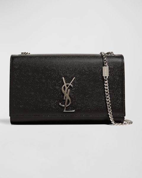 Saint Laurent Uptown YSL Pouch in Grained Leather | Neiman