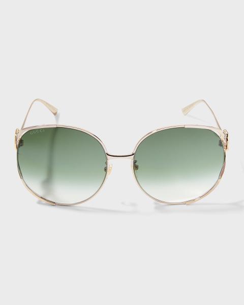 Palm Angels Crystal Oval Metal Sunglasses | Neiman Marcus display picture 1