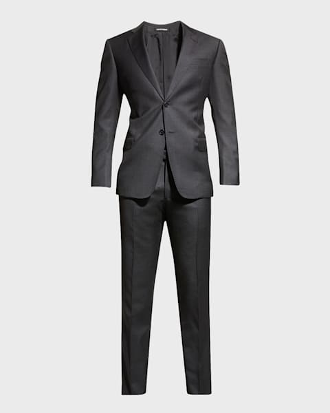Giorgio Armani Men's Super 150s Striped Peak-Lapel Classic Fit