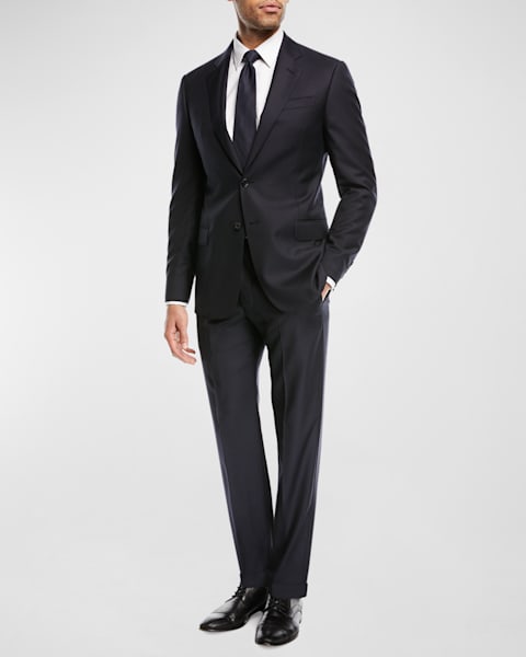 Emporio Armani Super 130s Wool Two-Piece Classic Fit Suit, Black