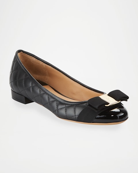フラットシューズ SALVATORE FERRAGAMO Black Leather Joelle Ballerinas Joelle leather ballet flats in black - Ferragamo | Mytheresa