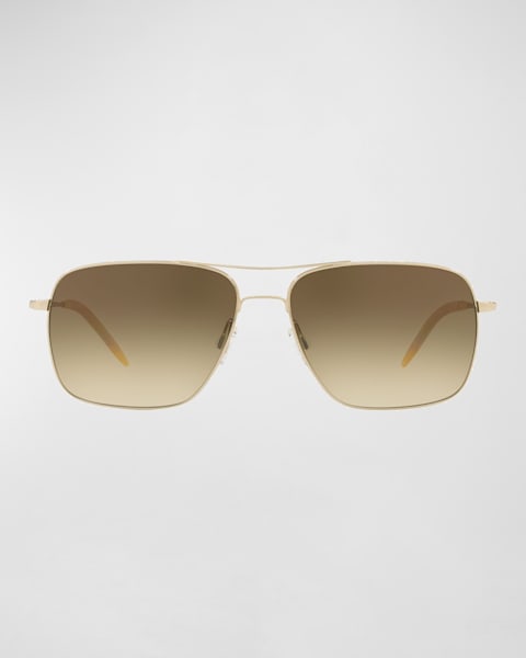 Oliver Peoples Gregory Peck 47 Round Sunglasses, Yellow | Neiman
