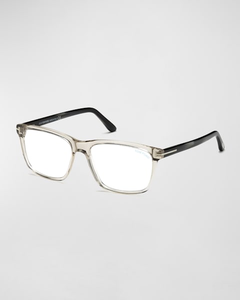 Men's Blue Block Rectangle Acetate Optical Frames