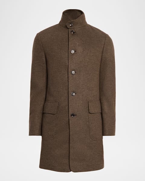 Loro Piana Men's Martingala Cashmere Overcoat with Inset Zip