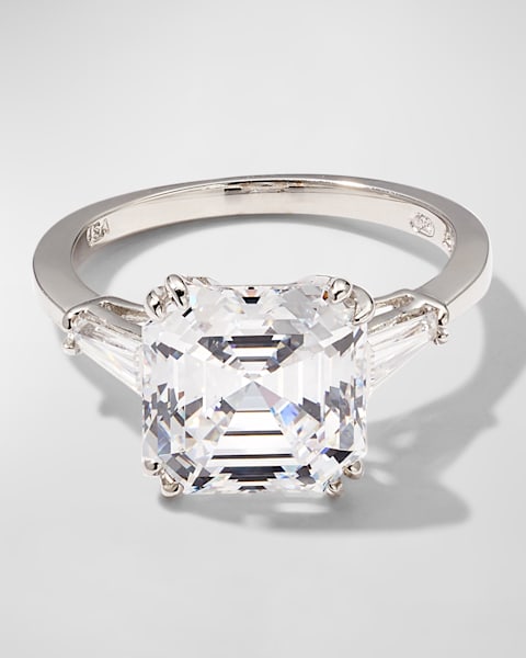 Canary Asscher Cubic Zirconia Ring, 13.00 TCW