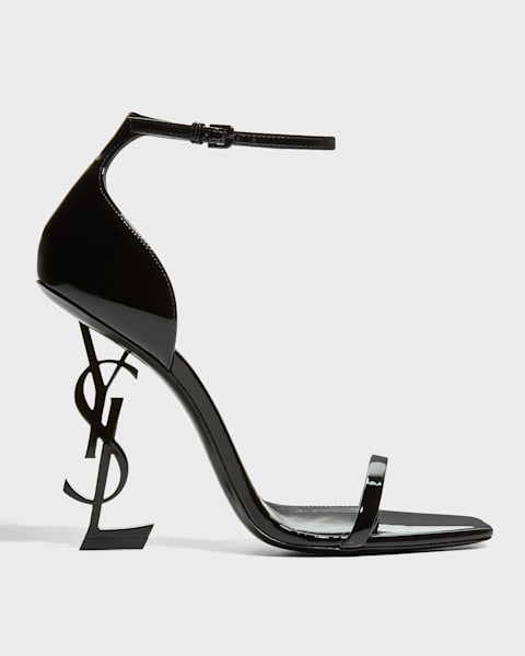Amina Muaddi Lena Clear Patent Crisscross Slingback Sandals