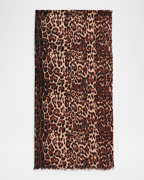 【送料&関税込】Saint Laurent Leopard Print Square Scarf large square leopard scarf in beige and black cashmere etamine