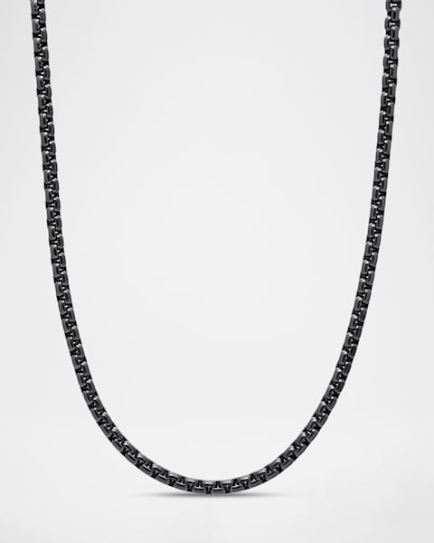 Men's Box Chain Necklace in Darkened Stainless Steel | Neiman Marcus
