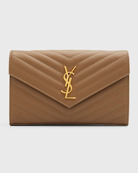Saint Laurent Small YSL Wallet on Chain in Quilted Leather
