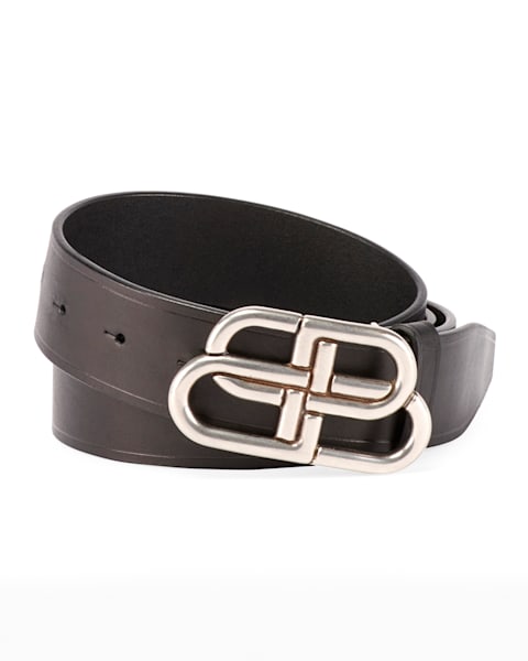 BALENCIAGA ブラックベルト ゴールドBBロゴ NEW W TAGS Balenciaga BB Logo Buckle Men's REVERSIBLE BELT