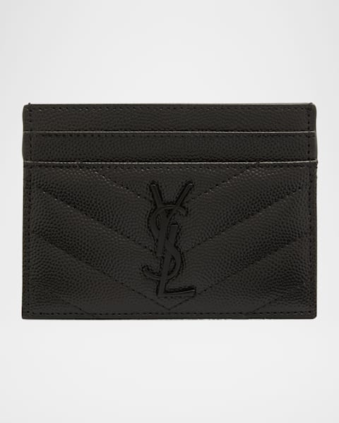 Saint Laurent YSL Tiny Monogram Flap Card Case in Leather | Neiman