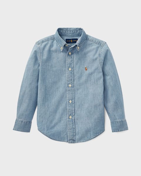Boy's Woven Chambray Shirt, Size S-XL