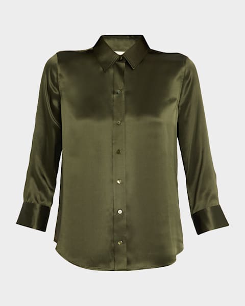 Ramy Brook Claire Silk Chiffon Ruffle Button-Front Blouse | Neiman