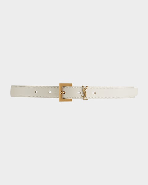 Saint Laurent YSL Skinny Leather Belt | Neiman Marcus